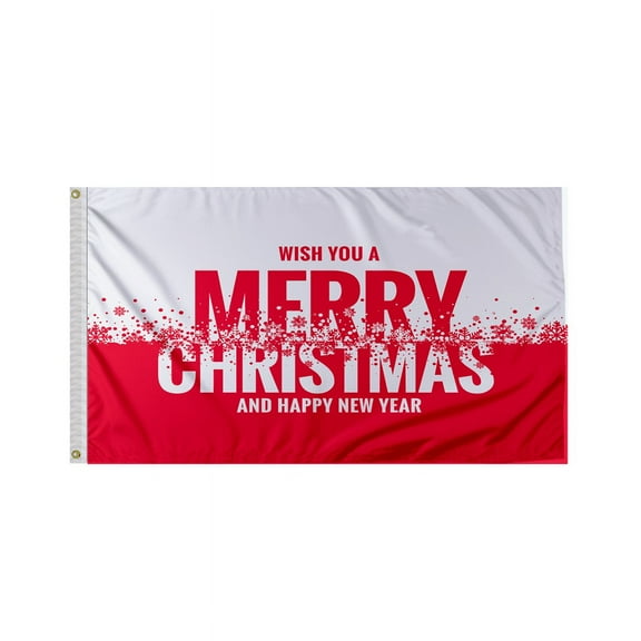 Promo Patriot's "Wish You a merry Christmas and Happy New Year on Red and White Background" Christmas Indoor/Outdoor 3x5 ft Nylon Flags