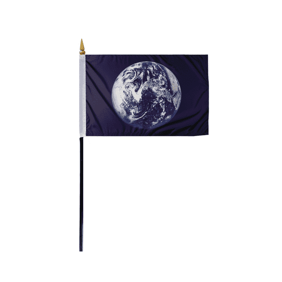 Promopatriot Small Handheld Earth Day Stick Flag - 4x6 inch Polyester Material with 11" Plastic Stick