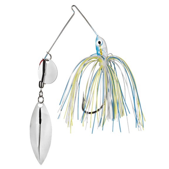 Promo Spinnerbait Lure 1/4 oz Colorado Willow White Blue Yellow