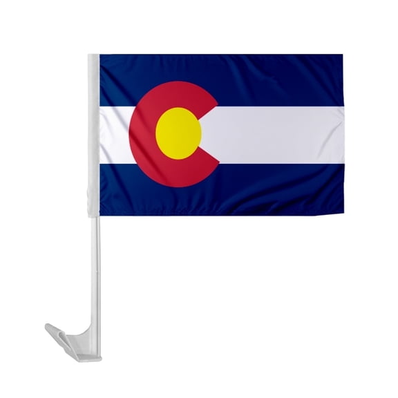 Promopatriot Colorado State CO Car Flag 12x16 inch Polyester with 17" Flex Pole Reverse Print