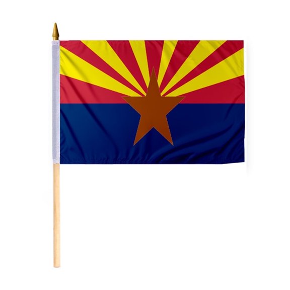 Promopatriot Arizona Mini State Stick Flag 12" x 18" inch Polyester on 24" Pole for Parade Display