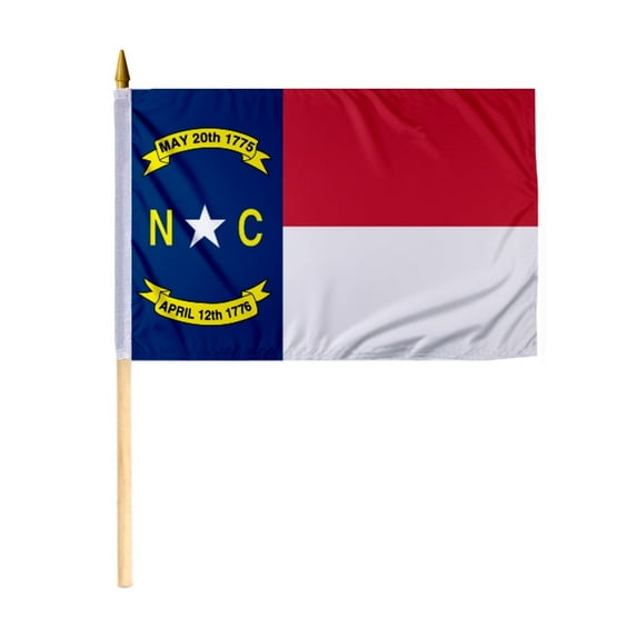 Promopatriot North Carolina NC State 12x18 inch Polyester Mini Stick Flag Handheld with Wooden Pole