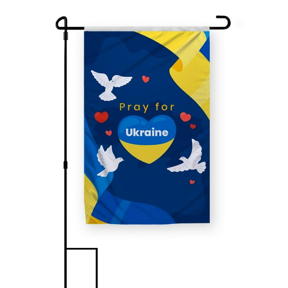 PromoPatriot 12x18in Pray for Ukraine Garden Flag with Doves 200D Nylon, Double-Sided, No Pole