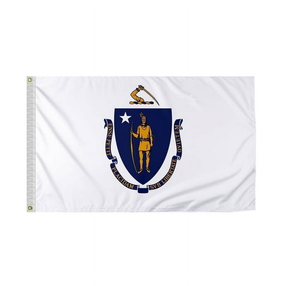 Promopatriot MA Massachusetts State Flag 3x5 ft Polyester Outdoor and Banner Reverse Print