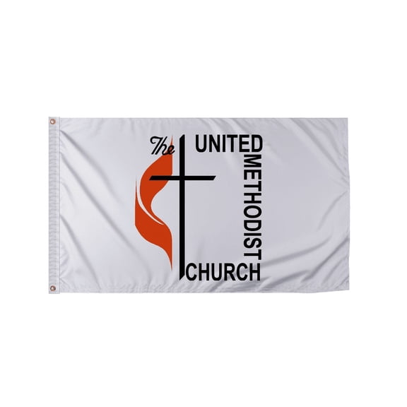 PromoPatriot 3'x5' Ft Methodist Flag, Printed Single Sided on Heavy Duty 200D Nylon, With Sturdy Canvas Header & 2 Anti Rust Brass Grommets