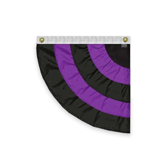 PromoPatriot 3x3 Ft Pleated Mourning Half Fan Bunting – Black & Purple Stripes (Left Side) – 200D Nylon with Canvas Header & 2 Brass Grommets