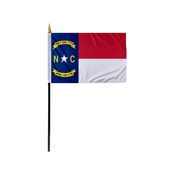 Promopatriot North Carolina State 4x6 inch Polyester NC Mini Stick Flag Handheld with Plastic Pole