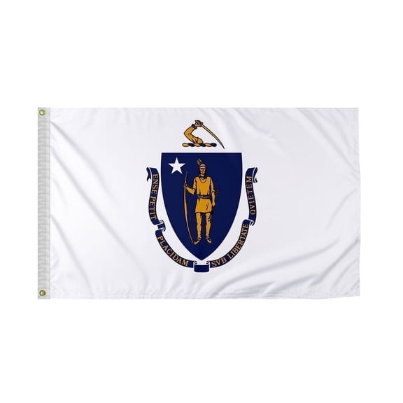 Promopatriot MA Massachusetts State Flag 5x8 ft Nylon Outdoor with Brass Grommets