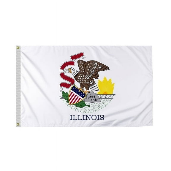 PromoPatriot Illinois 6 x 10 Ft Nylon Outdoor Flag, Reverse Print, Brass Grommets