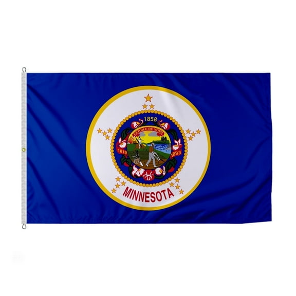 PromoPatriot Minnesota 8x12 ft Nylon Outdoor Flag and Banner, Reverse Print, Stitched Edges