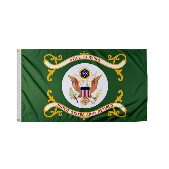 PromoPatriot Army Retired Outdoor Flag, 12x18 Inch, Nylon, Double Stitched Edges, Canvas Header, Brass Grommets