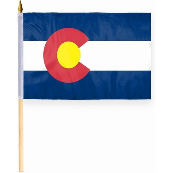 Promopatriot Colorado State Mini CO Flag on Stick 12x18 inch Polyester Handheld