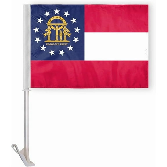 Promopatriot Georgia GA State Car Flag 12 x 16 inch Polyester, Reverse Print, Flex Pole