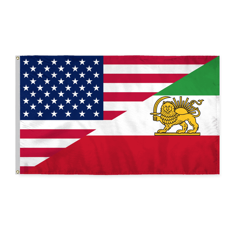 PromoPatriot Iran USA Flag 3 x 5 ft 200D Nylon Flag Single Sided Printed with Grommets