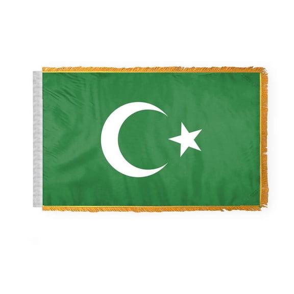 PromoPatriot Islamic Ceremonial Flag 4x6 ft- White Seal, 200D Nylon with Gold Fringe & Canvas Header
