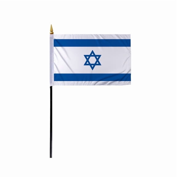 PromoPatriot Israel Stick Flag 4x6 Inch - 200D Nylon UV Resistant w/ Gold Ball Spear Top