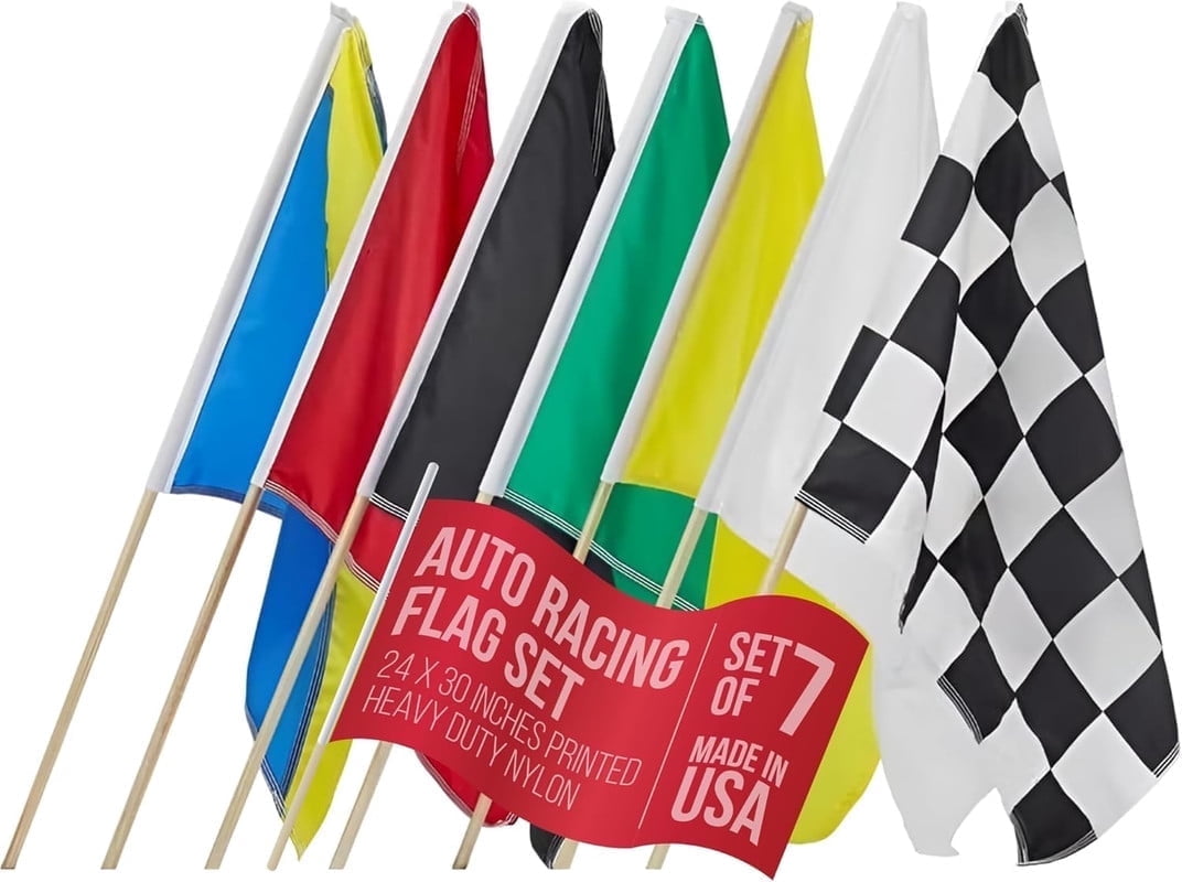Auto Racking Flags Collage PromoPatriot Official Auto Racing Flag Set- Set of 7 Flags, 24x30 inch ...