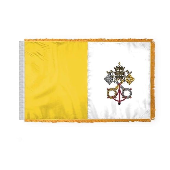 PromoPatriot Papal Vatican City Ceremonial Flag 3x5 Ft - 200D Nylon w/ Gold Fringe & Canvas Header