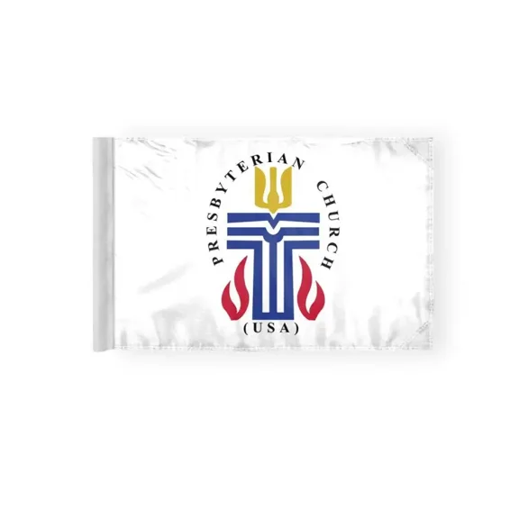 PromoPatriot Presbyterian Motorcycle Flag 6x9 inches- Double Sided, Wrap Knitted Polyester with Sleeve