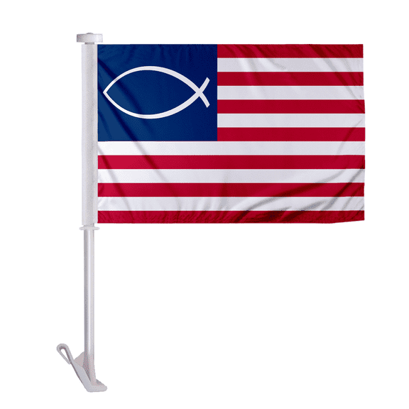 PromoPatriot's 10.5"x15" Jesus Fish Premium Car Flag, Printed on Double-Sided Polyester