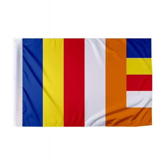 PromoPatriot's 6"x9" Inch Buddhist Motorcycle Flag, Printed Double Sided on Wrap Knitted Polyester, With 0.75" Binding Tape Sleeve, Flag Only, No Pole