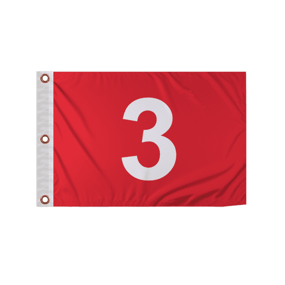Promopatriot 14x20 inch Mini Golf Flags with Brass Grommets No 3, Red with White Numbers, Mini Putting Green Flags for Yard, 200D Nylon Mini Golf Flag, Canvas Header Stitched Borders