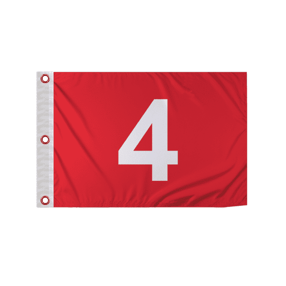 Promopatriot 14x20 inch Mini Golf Flags with Brass Grommets No 4, Red with White Numbers, Mini Putting Green Flags for Yard, 200D Nylon Mini Golf Flag, Canvas Header Stitched Borders