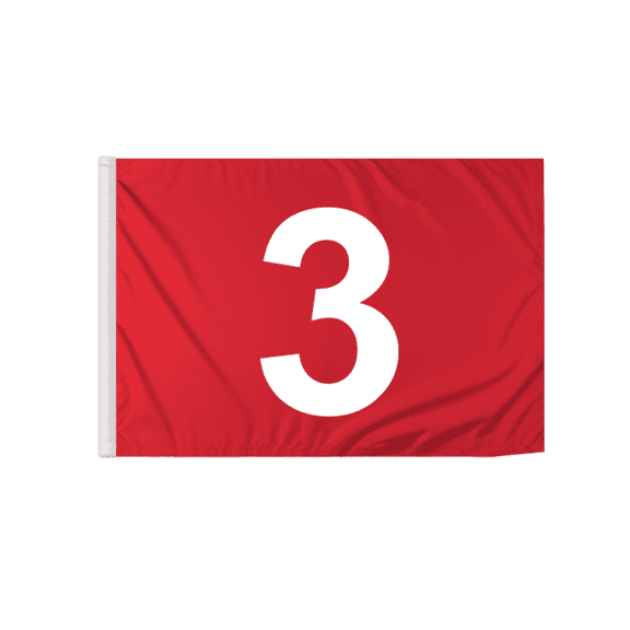 Promopatriot 14x20 inch Numbered Golf Flag with Tube Inserted No 3, Red with White Numbers, Mini Putting Green Flags for Yard, 200D Nylon Mini Pin Flags, 14"x7/8" dia Tube Fits all Standard Flagpoles