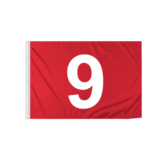 Promopatriot 14x20 inch Numbered Golf Flag with Tube Inserted No 9, Red with White Numbers, Mini Putting Green Flags for Yard, 200D Nylon Mini Pin Flags, 14"x7/8" dia Tube Fits all Standard Flagpoles