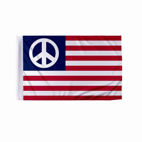 Promopatriot American Peace 6x9 inch Motorcycle Flag - Double Sided - Polyester Stitched Edges 0.75 inch Sleeve Interlocked Stitching on Corners