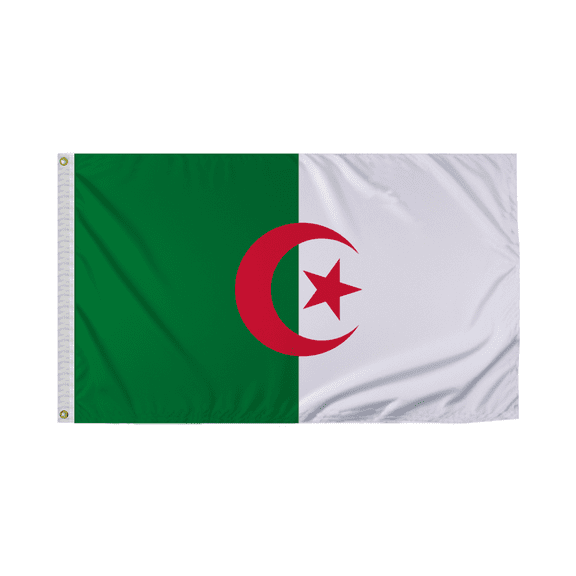 Promopatriot Algeria National Flag 3x5 ft Polyester Double Stitched Edges Polyester Header Metal Grommets Fade Resistant & Vivid Colors Indoor