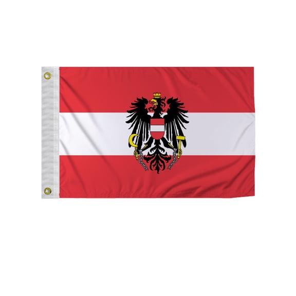 Promopatriot Austria with Seal 12x18 inch Boat Flag 200D Nylon Double Stitched Canvas Header Brass Grommets Fade Resistant & Vivid Color