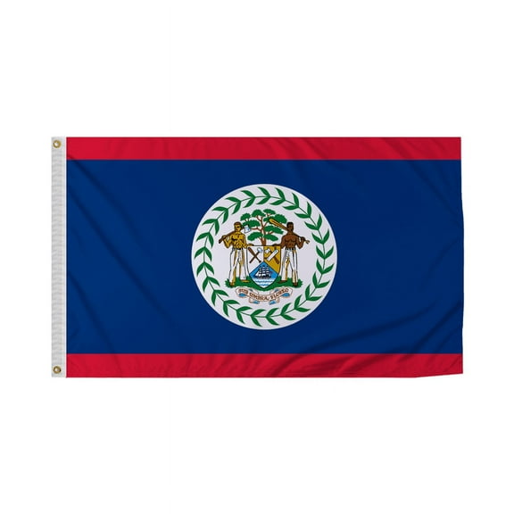 Promopatriot Belize National Flag 3x5 ft Polyester Double Stitched Edges Polyester Header Metal Grommets Fade Resistant & Vivid Colors Indoor