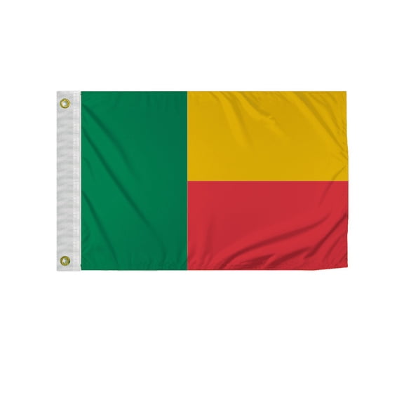Promopatriot Benin 12x18 inch Boat Flag 200D Nylon Double Stitched Canvas Header Brass Grommets Fade Resistant & Vivid Color