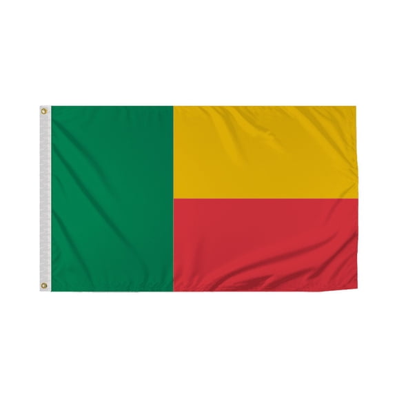 Promopatriot Benin National Flag 3x5 ft Polyester Double Stitched Edges Polyester Header Metal Grommets Fade Resistant & Vivid Colors Indoor
