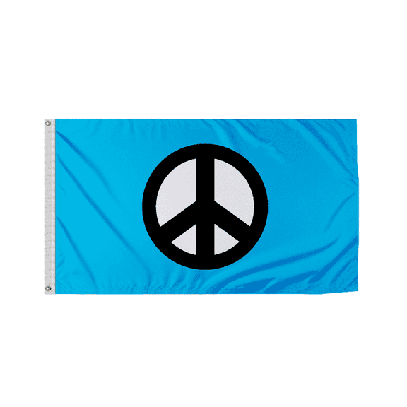 Promopatriot Blue Peace Symbol Flag - 3x5 ft Nylon with Stitched Edges and Brass Grommets - World Blue Peace Flags