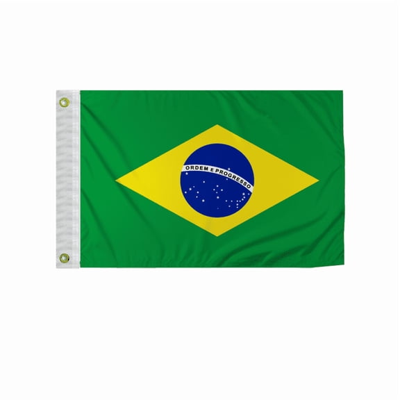 Promopatriot Brazil 12x18 inch Boat Flag 200D Nylon Double Stitched Canvas Header Brass Grommets Fade Resistant & Vivid Color