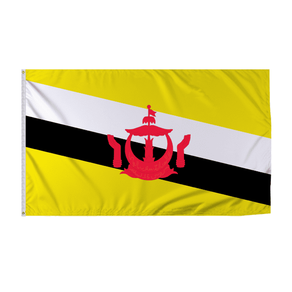 Promopatriot Brunei Country Flag 6x10 Ft Outdoor Nylon Double Stitched Edges Canvas Header Brass Grommets Fade Resistant & Vivid Colors