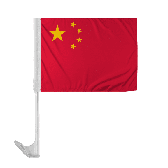 Promopatriot China Car National Flag 12x16 inch Economy Polyester Fabric Double Stitched 17" Plastic Flexible Pole
