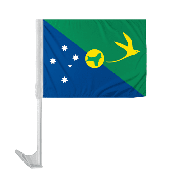 Promopatriot Christmas Island Car National Flag 12x16 inch Economy Polyester Fabric Double Stitched 17" Plastic Flexible Pole