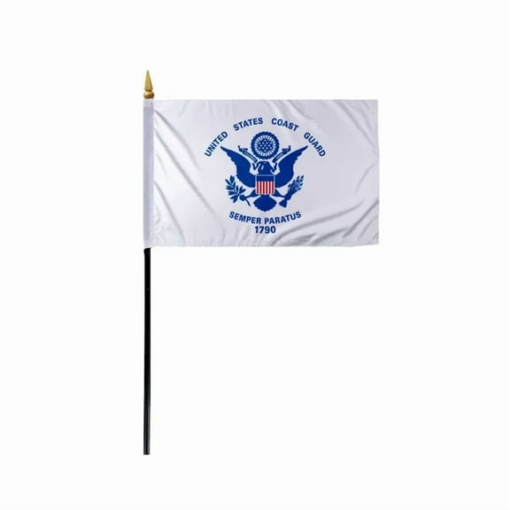Promopatriot Coast Guard Flag 4x6in Stick Flag – Durable Polyester with Stitched Edges