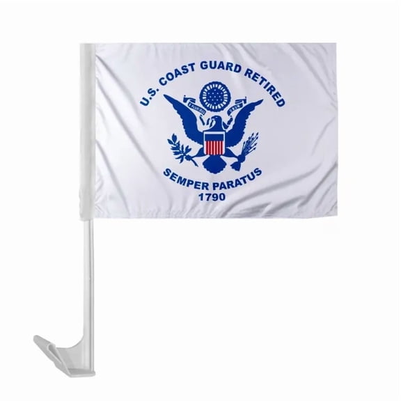 Promopatriot Coast Guard Retired 12x16in Car Flag – Durable Polyester with Stitched Edges
