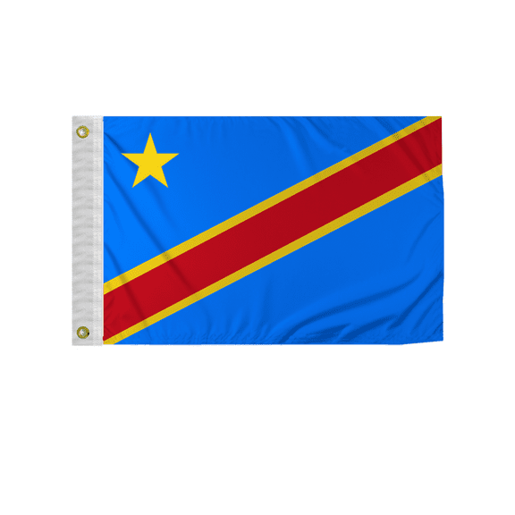 Promopatriot Congo Democratic Republic 12x18 inch Boat Flag 200D Nylon Double Stitched Canvas Header Brass Grommets Fade Resistant & Vivid Color