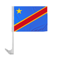 thumbnail image 1 of Promopatriot Congo Democratic Republic Car National Flag 12x16 inch Economy Polyester Fabric Double Stitched 17" Plastic Flexible Pole, 1 of 1