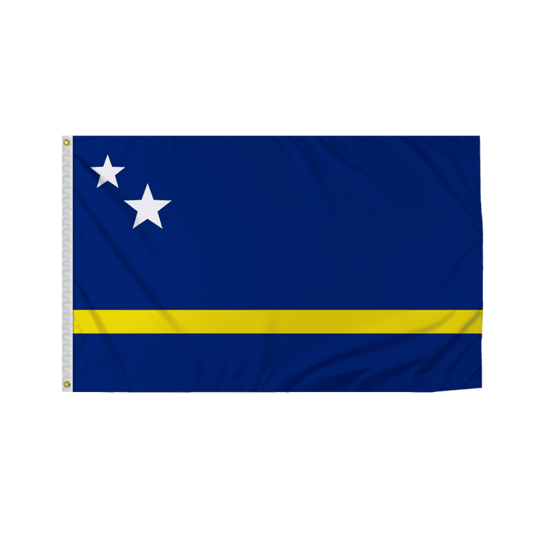 Promopatriot Curacao Country Flag 5x8 Ft Outdoor Nylon Double Stitched Edges Canvas Header Brass Grommets Fade Resistant & Vivid Colors