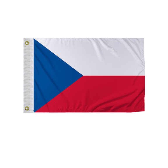 Promopatriot Czech Republic 12x18 inch Boat Flag 200D Nylon Double Stitched Canvas Header Brass Grommets Fade Resistant & Vivid Color