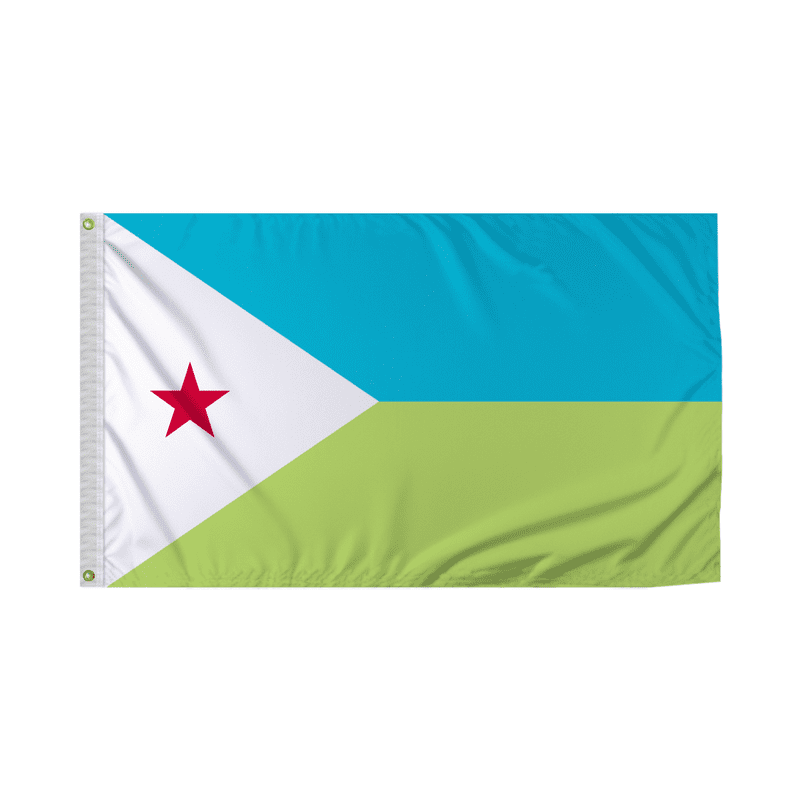 Promopatriot Djibouti Country Flag 3x5 Ft Outdoor Nylon Double Stitched Edges Canvas Header Brass Grommets 3'x5' Djibouti