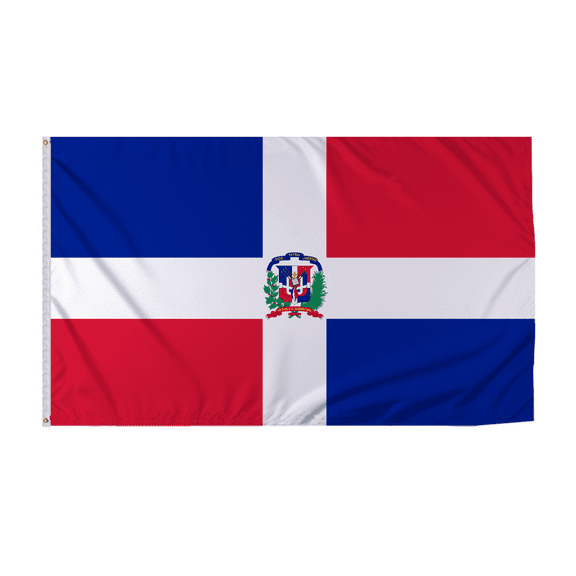 Promopatriot Dominican Republic with Seal Country Flag 8x12 ft - 200D Nylon - Rope Thimble & 1 Brass Grommet - Fade Proof Outdoor Long Lasting All Weather Flag