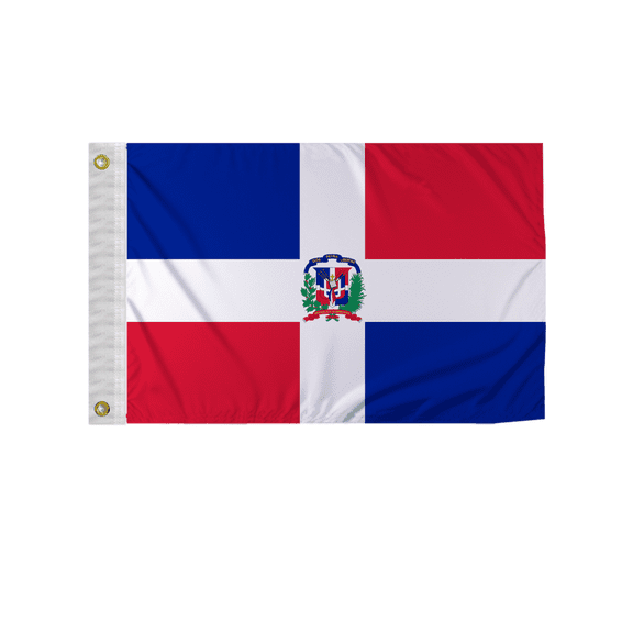 Promopatriot Dominican Republic with Seal 12x18 inch Boat Flag 200D Nylon Double Stitched Canvas Header Brass Grommets Fade Resistant & Vivid Color