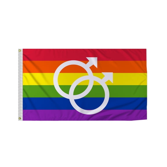 Promopatriot Double Male Pride Flag 2x3 Ft Printed 200D Nylon Brass Grommets Fade Proof Sharp Colors